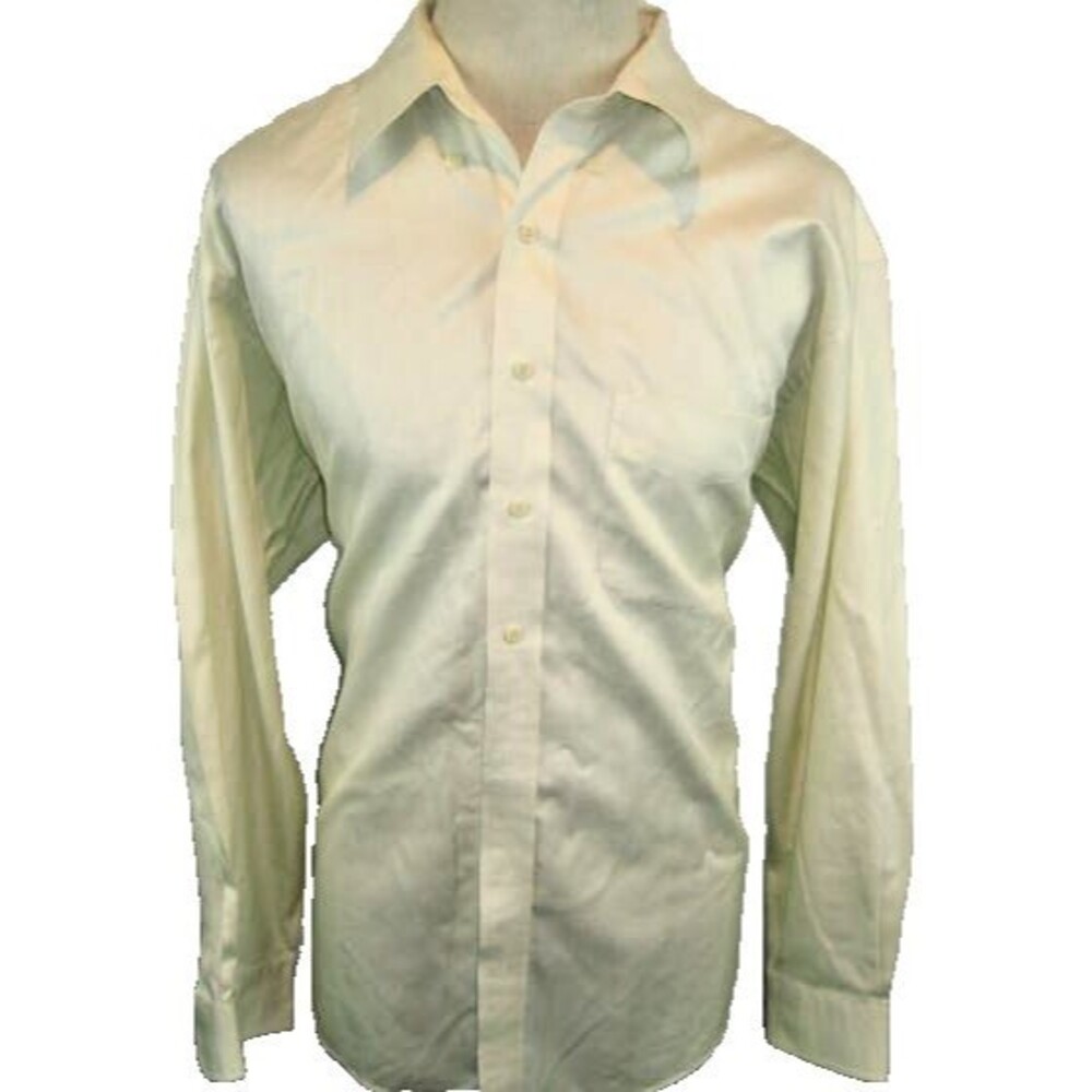 Mens Jos A Bank Travelers 100% Cotton LS Yellow Dress Shirt sz XL